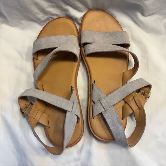 Kork Ease Nogales Sandals Size 8 Grey Suede Comfort Shoes Womens Flats Leather - Picture 5 of 7